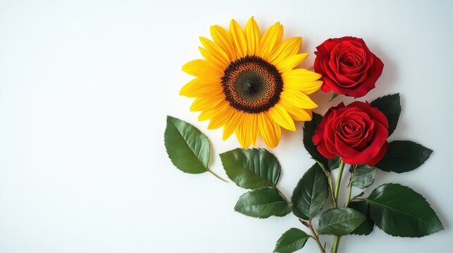 Image of a Sunflower and a Rose